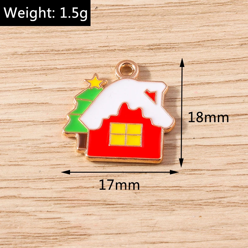 10 Stück gemischte niedliche Emaille-Weihnachtsanhänger mit Motiven von Weihnachtsbäumen, Rentieren und Weihnachtsmann für die Schmuckherstellung, Ohrringe, Halsketten, DIY-Bastelbedarf – Detail 4