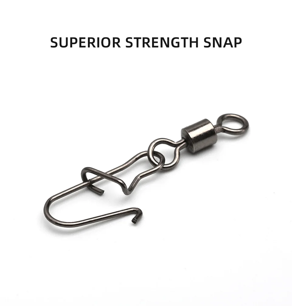 BLUX 50 Stück Lock Snap mit Superline Wirbel Edelstahl-Köderschlaufe Schnellwechsel-Angelklammern Schnelle Geschwindigkeit Anschlussklemme – Detail 6