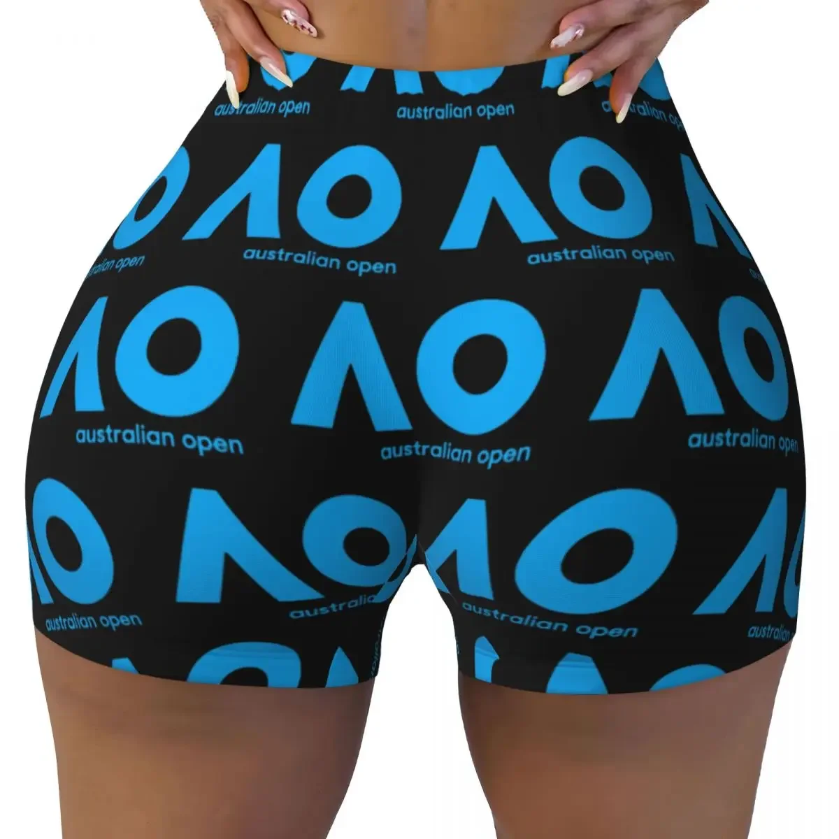 Custom Australian Open AO (Blue Version) Yoga Shorts Women Gym Workout Running Athletic Volleyball Biker Shorts