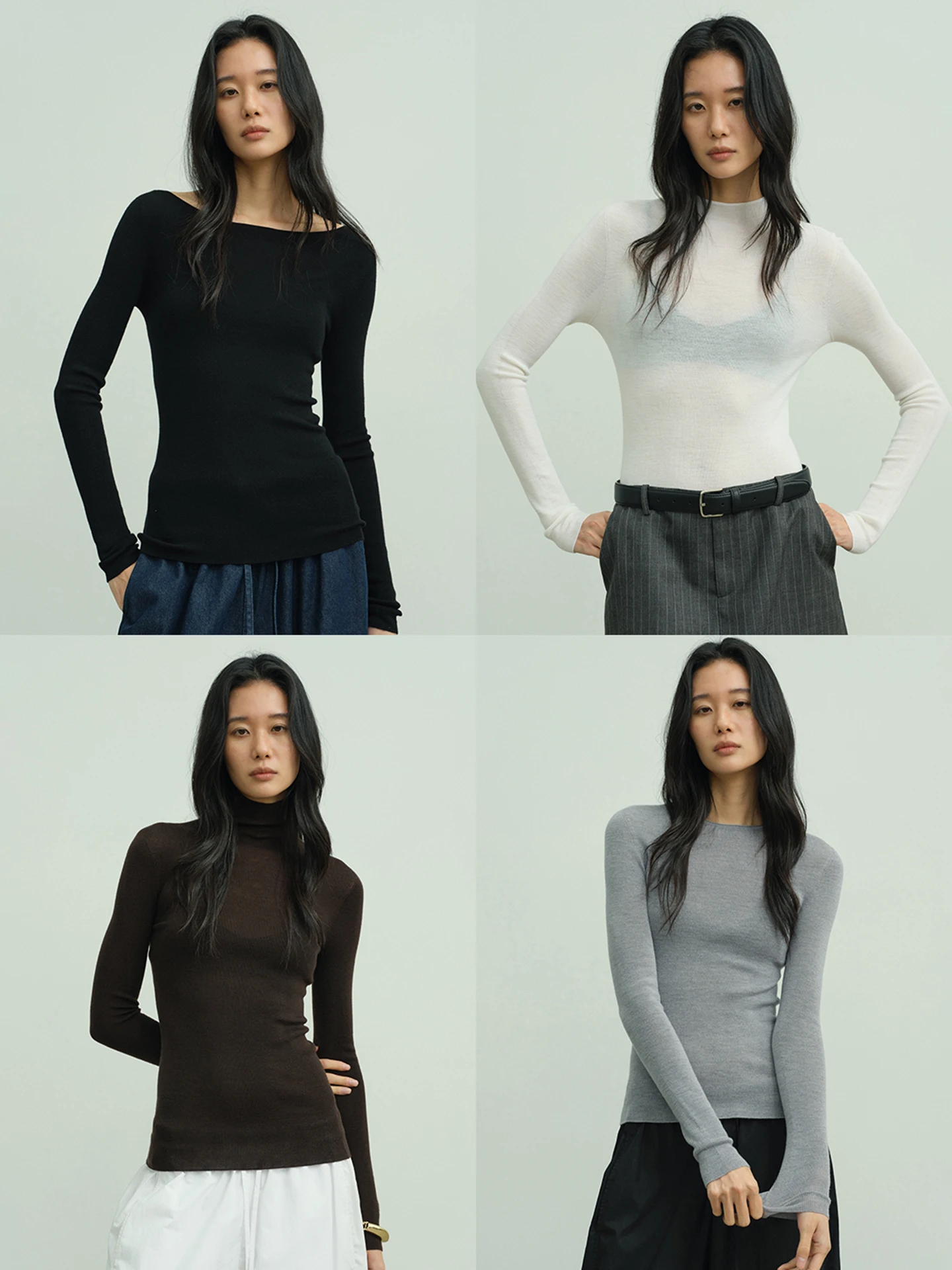 

Ayuko Biella Ultrine Wool Sl Цельный однотонный трикотаж с несколькими воротниками, однотонная трикотажная основа irt, женская облегающая повседневная одежда