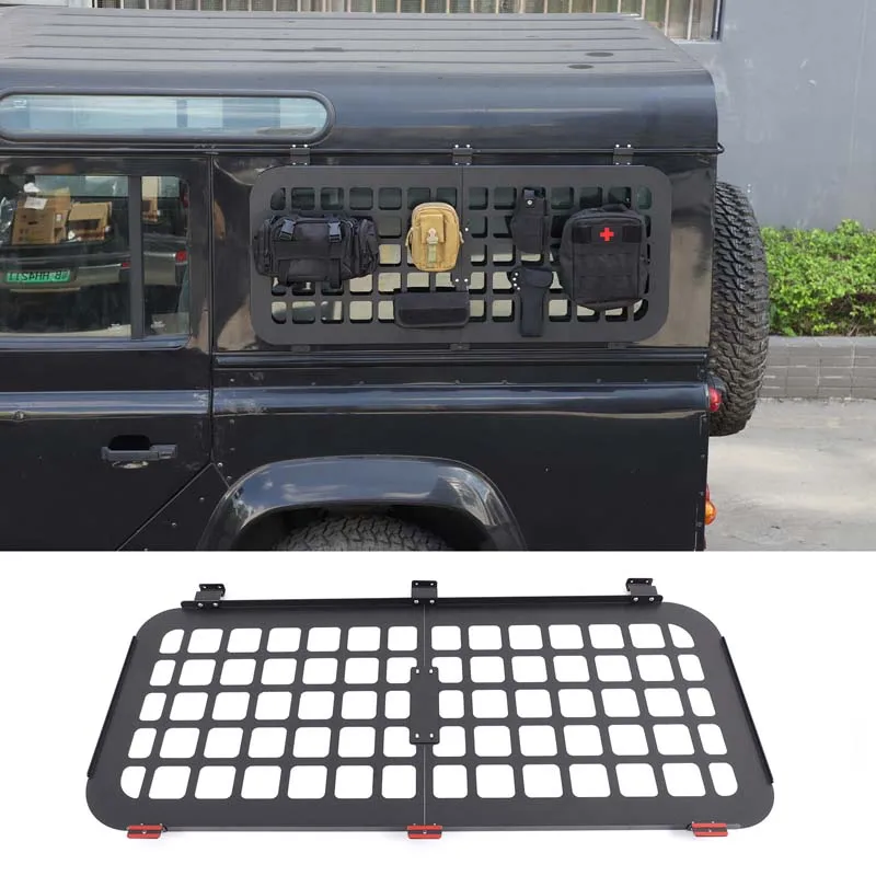 

2Pcs Aluminum alloy For Land Rover Defender 90 110 2004-2018 car rear side window protection plate hanging bag rack accessorie