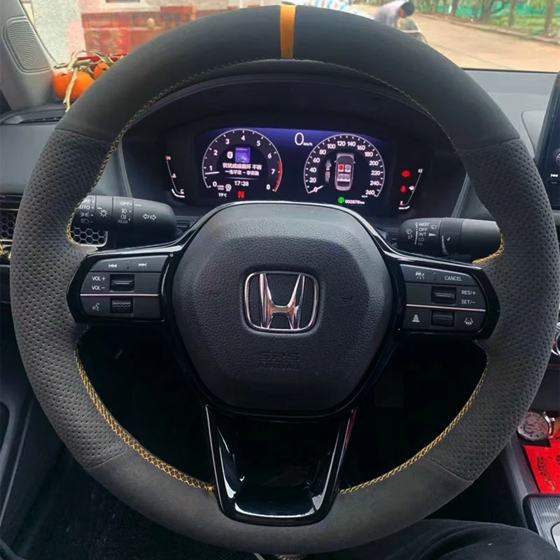 

Custom Car Steering Wheel Braid Cover Suede 100% Fit For Honda Civic 11 XI 2021-2022 Auto Interior Accessories Steering Wrap