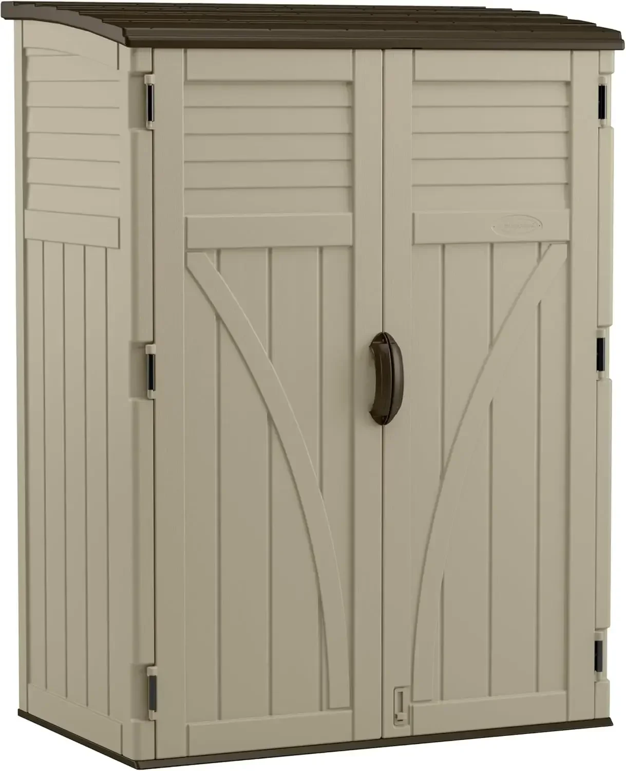 54 Cubic Feet Vertical Storage Shed with Durable Plastic Construction, Multiple Wall Panels and Ample Space