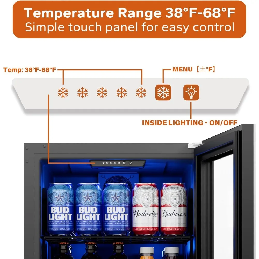 ตู้เย็นเครื่องดื่มขนาดเล็ก 121 กระป๋อง ประตูกระจก เหมาะสําหรับเก็บน้ําเบียร์และโซดา เหมาะสําหรับใช้ในครัวเรือน