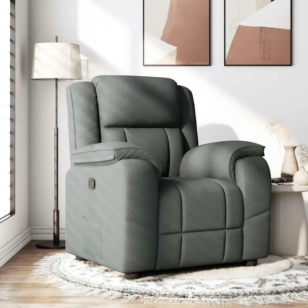 Dark Gray Fabric Recliner Chair – Comfortable Seating for Living Room & Home Theater