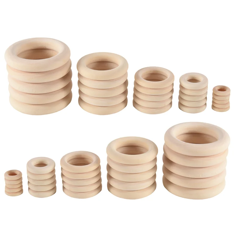 

AEB0-120 шт. набор колец из натурального дерева, необработанное деревянное кольцо макраме, деревянные круги для рукоделия, изготовление ювелирных изделий с кольцом и подвеской