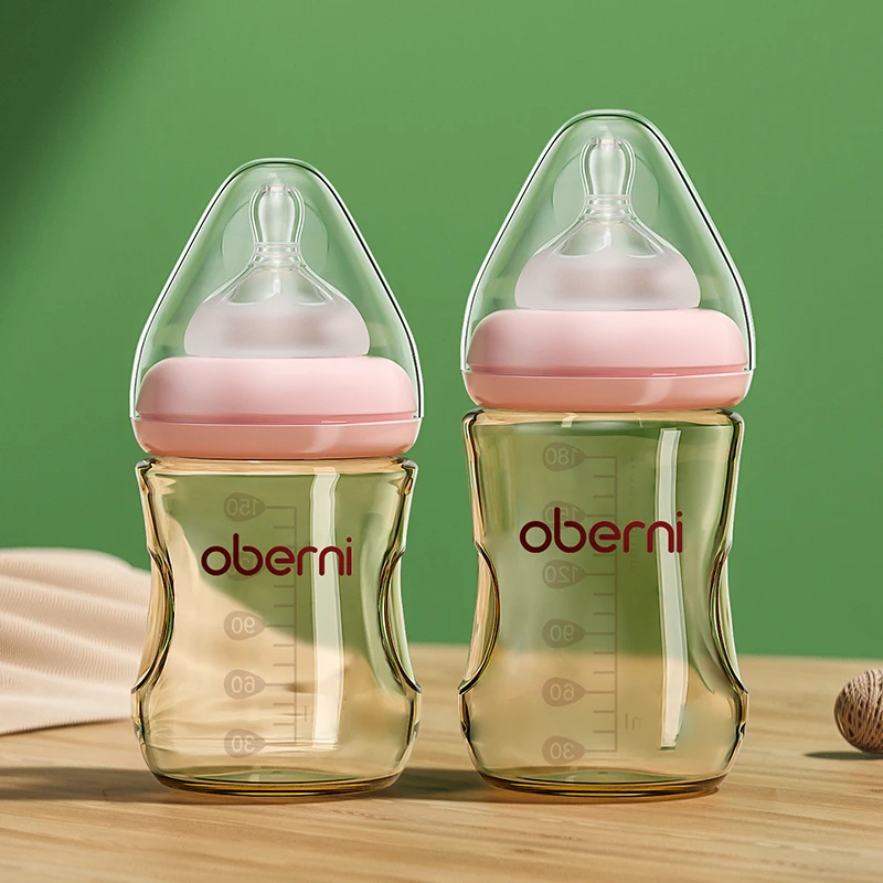 Oberni newborn Anti Choking Anti Colic Baby Milk Bottle BPA free with  mimics breast nipple Feeding Drinking Bottle boy  girl