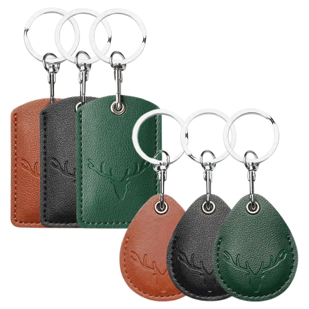 6Pcs Access Card Case Cartoon Cover Keychain Multi-Function PU Entrance Guard Protective Sleeve Pendant Bag