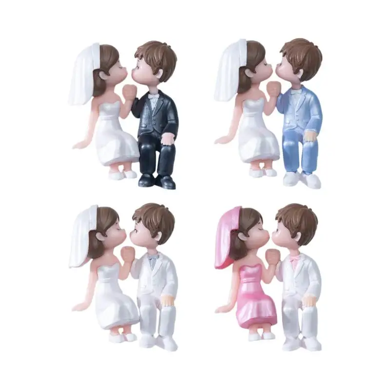 Mini Doll Umbrella-Holding Kissing Couple Figurines Ornament Lovers Figure Cake Decorations DIY Miniatures Desktop Decor Gifts