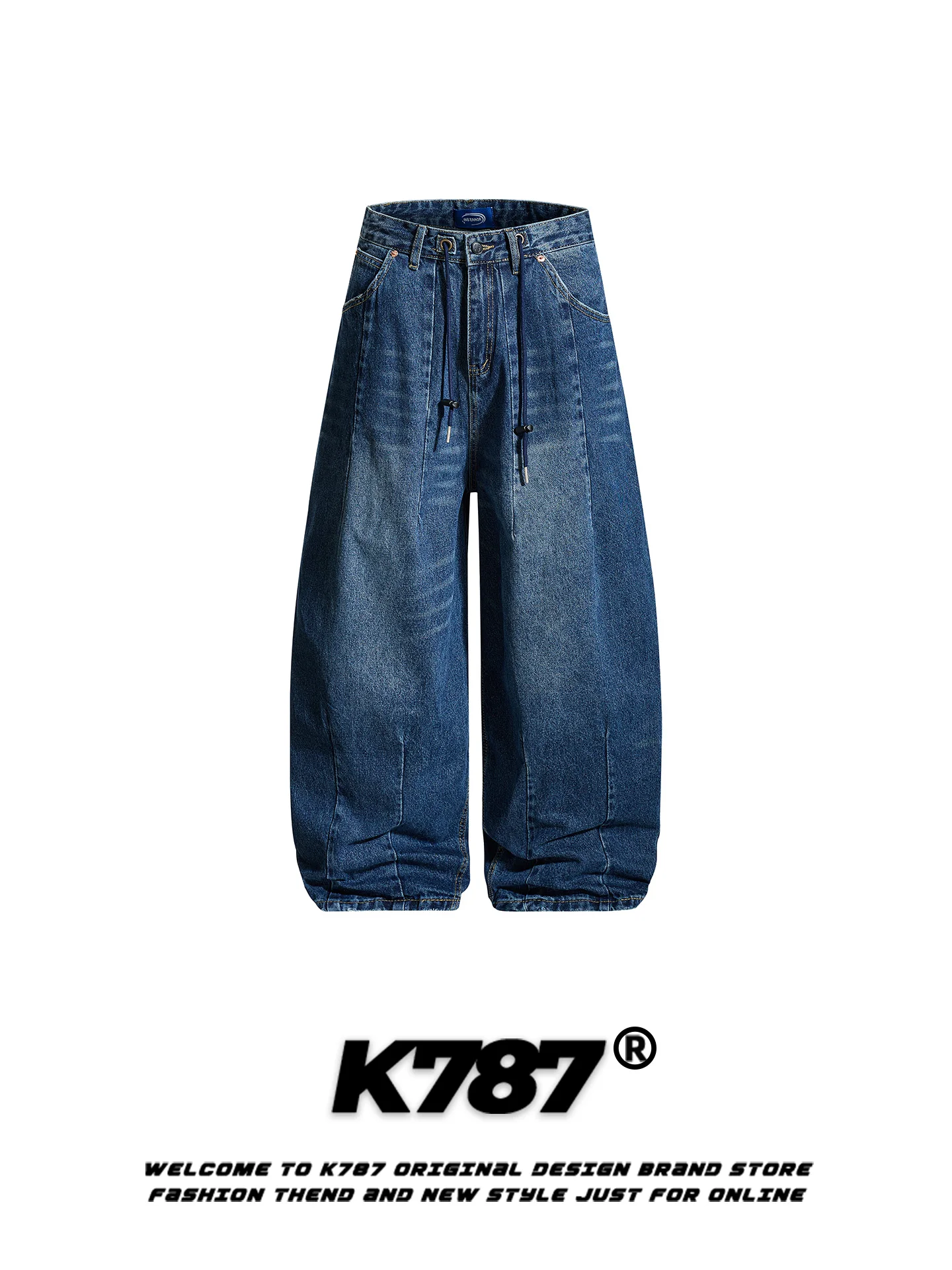 

Джинсы K787 в американском ретро-стиле, унисекс, свободные, повседневные, модные, с широкими штанинами, с высокой талией, прямые, из хлопка и полиэстера