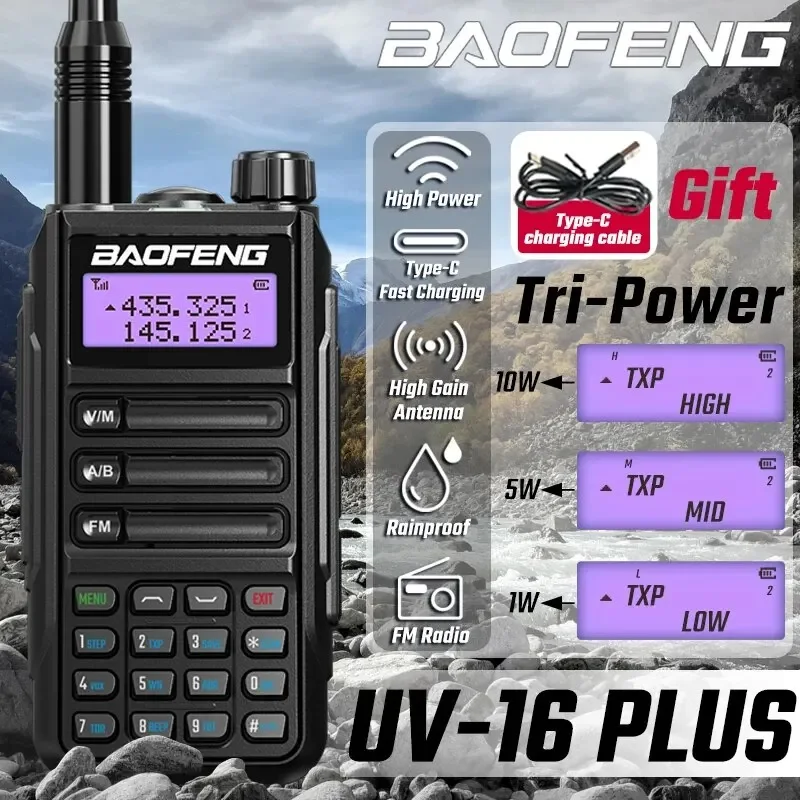 Baofeng UV-16 walperforé talperforé chargeur USB longue portée haute puissance professionnel transcsec portable double bande 2organites chasse Radio