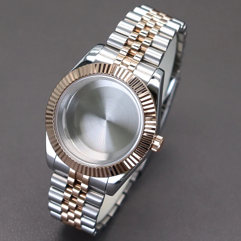 

40mm 36mm Fluted Curved Watch Case 5-link Bracelet Sapphire For Seiko NH35 NH36 NH38/34 Miyota8215 Movement 28.5mm Dial Datejust