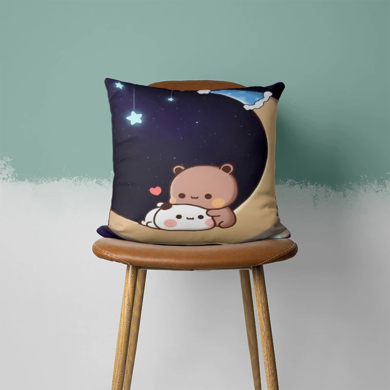 

PANDA BEAR Bubu and Dudu Embrace Love on The Moon Bedroom Sofa Anime Bed Fashion Pillowcase