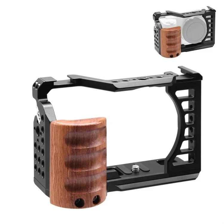 For ZV-E1 PULUZ Wood Handle Metal Cage Stabilizer Rig