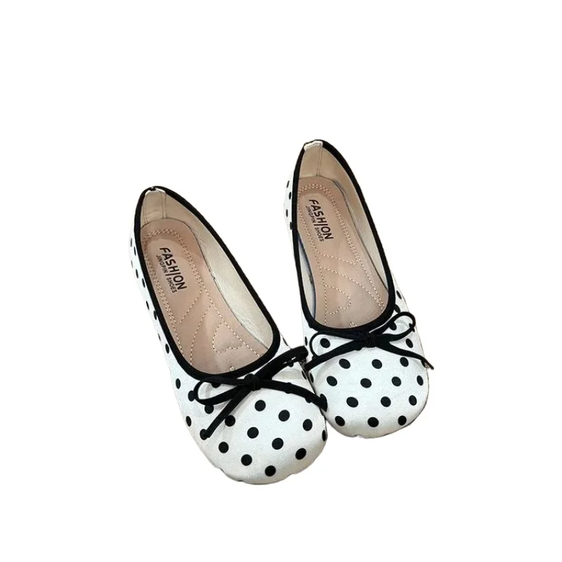 

Comfort Shallow Square Toe Slip on Ladies Eelgant Dress Mary Jane Shoes Spring Butterfly-knot Women Dot Ballet Flats