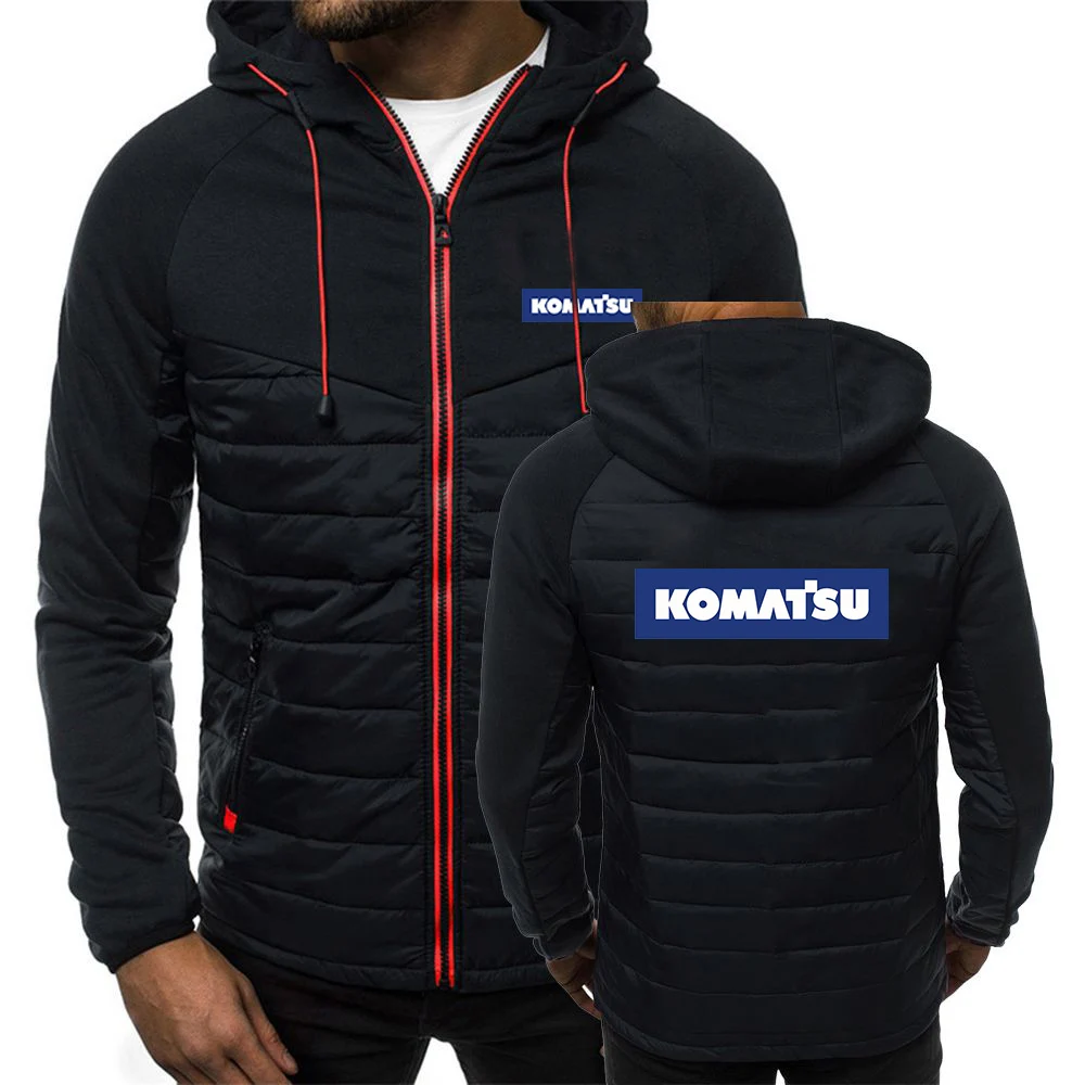 

2025 Komatsu Men's Autumn and Winter Patchwork Seven-color Cotton-padded Jacket Warm Hooded Coats Printing Clothes
