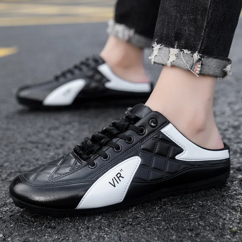 남성용 패션 소프트솔 하프 슬리퍼 트렌디 캐주얼 신발 부드러운 밑창 미끄럼 방지 신발 새로운 야외 워킹 슈즈 남성용 신발