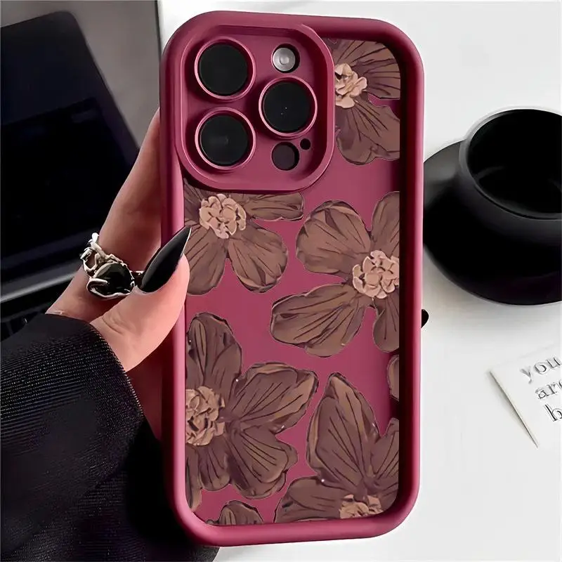 Luxury Retro Flower Case for Samsung Galaxy S24 Ultra S23 S21 S22 Plus S20 FE A54 5G A34 A32 Soft Floral  Matte Silicone Cover