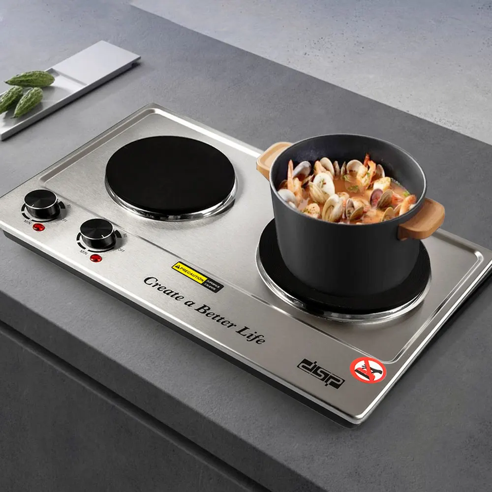 1500 Watt Dual Cooktop, Temperature Controller, Indicator Light, Easy To Clean Portable Countertop Burner