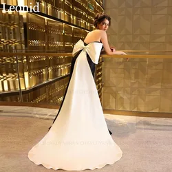 LEONID Black White Strapless Luxury Beading Bow Formal Occasion Dresses 2024 Mermaid Backless Sexy Long Party Prom Evening Gowns