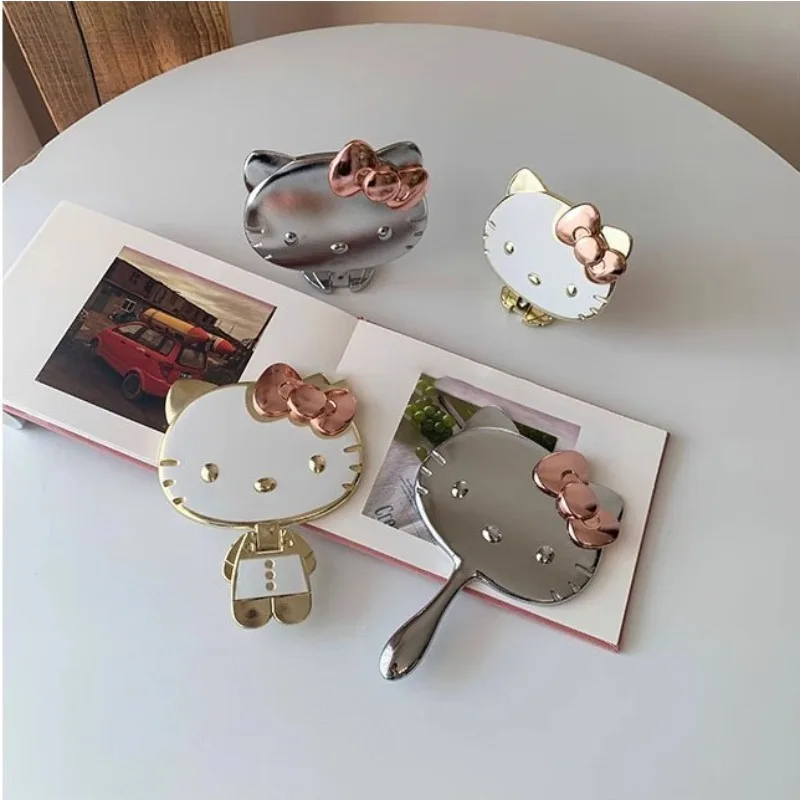 

Sanrio Hello Kitty Cat Mini Mirror Anime Cartoon Cute Portable Handle Girl Folding Princess Mirror Decoration Kids Birthday Gift