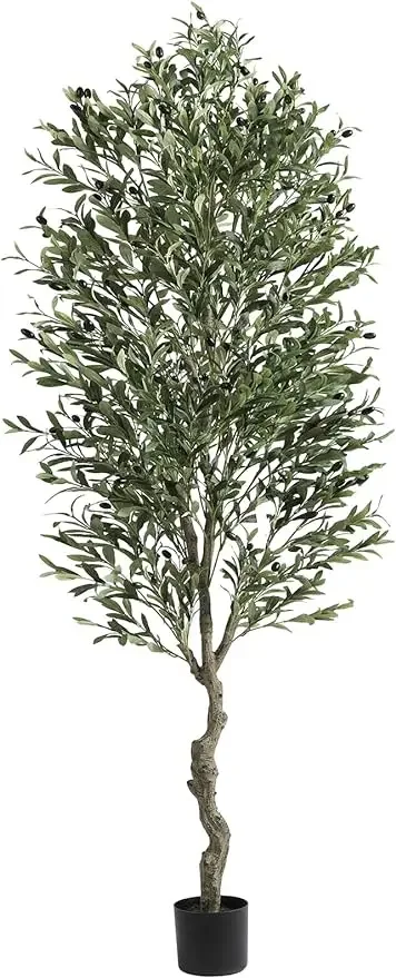 

Olive Tree Artificial Indoor 6/7ft Tall Fake Potted Silk Tree with Planter Large Faux Olive Branches and Fruits Artificial Tree