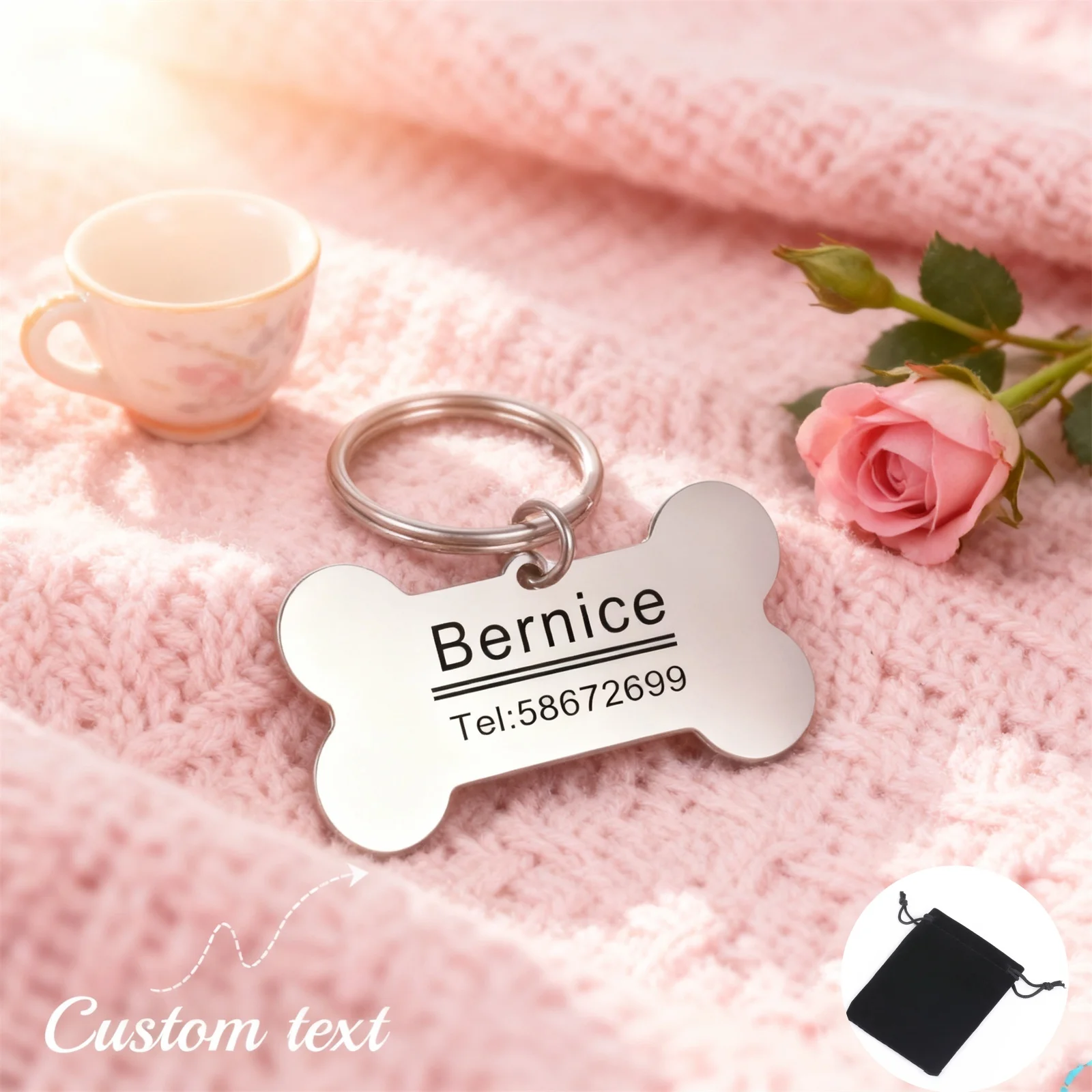Maßgeschneiderte Hunde-ID-Tags, Hundeknochen, Schlüsselanhänger, personalisierte Schnitzereien, Haustiernamen, Zahlen, Schlüsselanhänger, Schmuck, Geschenke ﻿