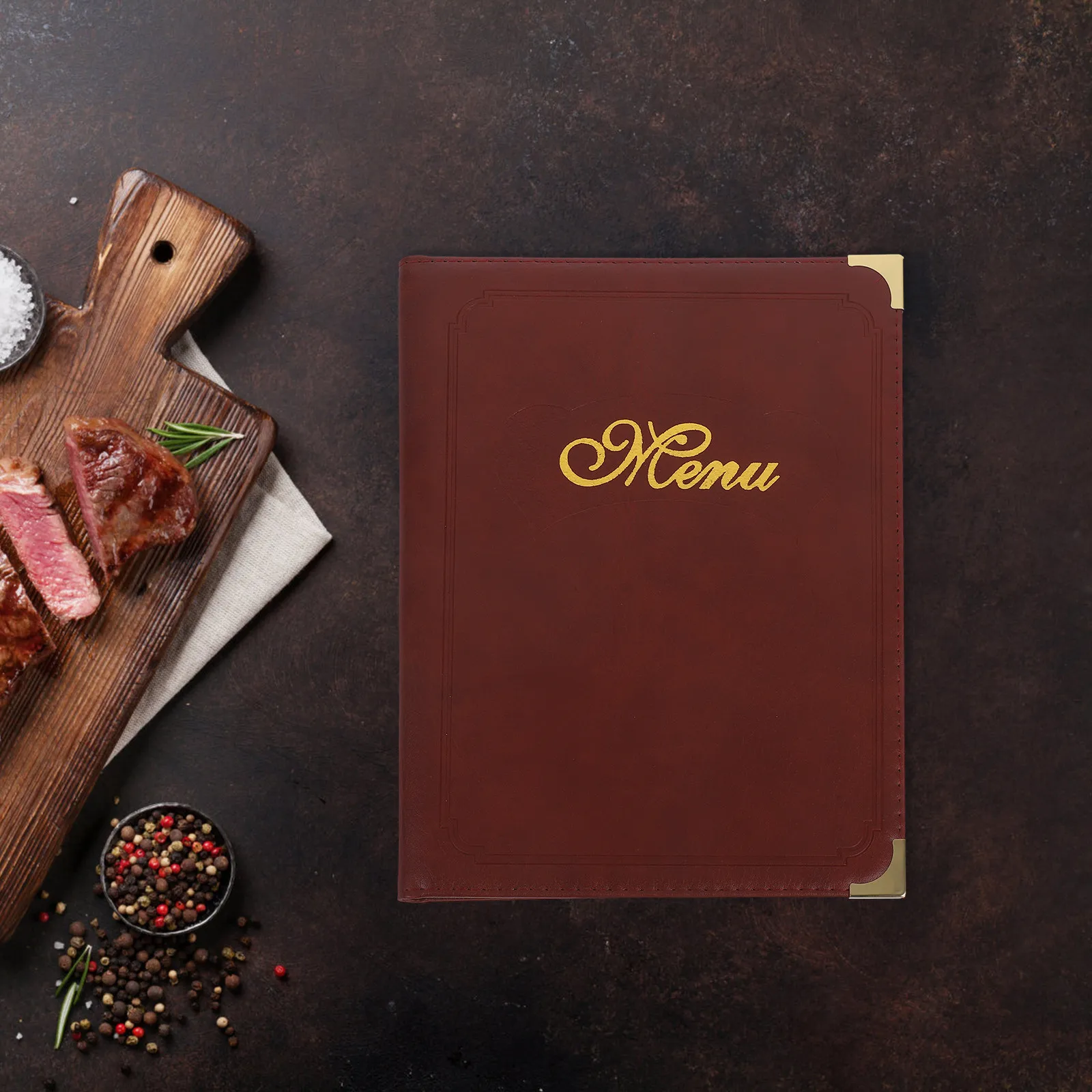 PU Menu Sleeve Cover Holder 7 Pages Restaurant Menu Protector for Cafe Hotel Bar Use Book Binder Cover Restaurant Supplies