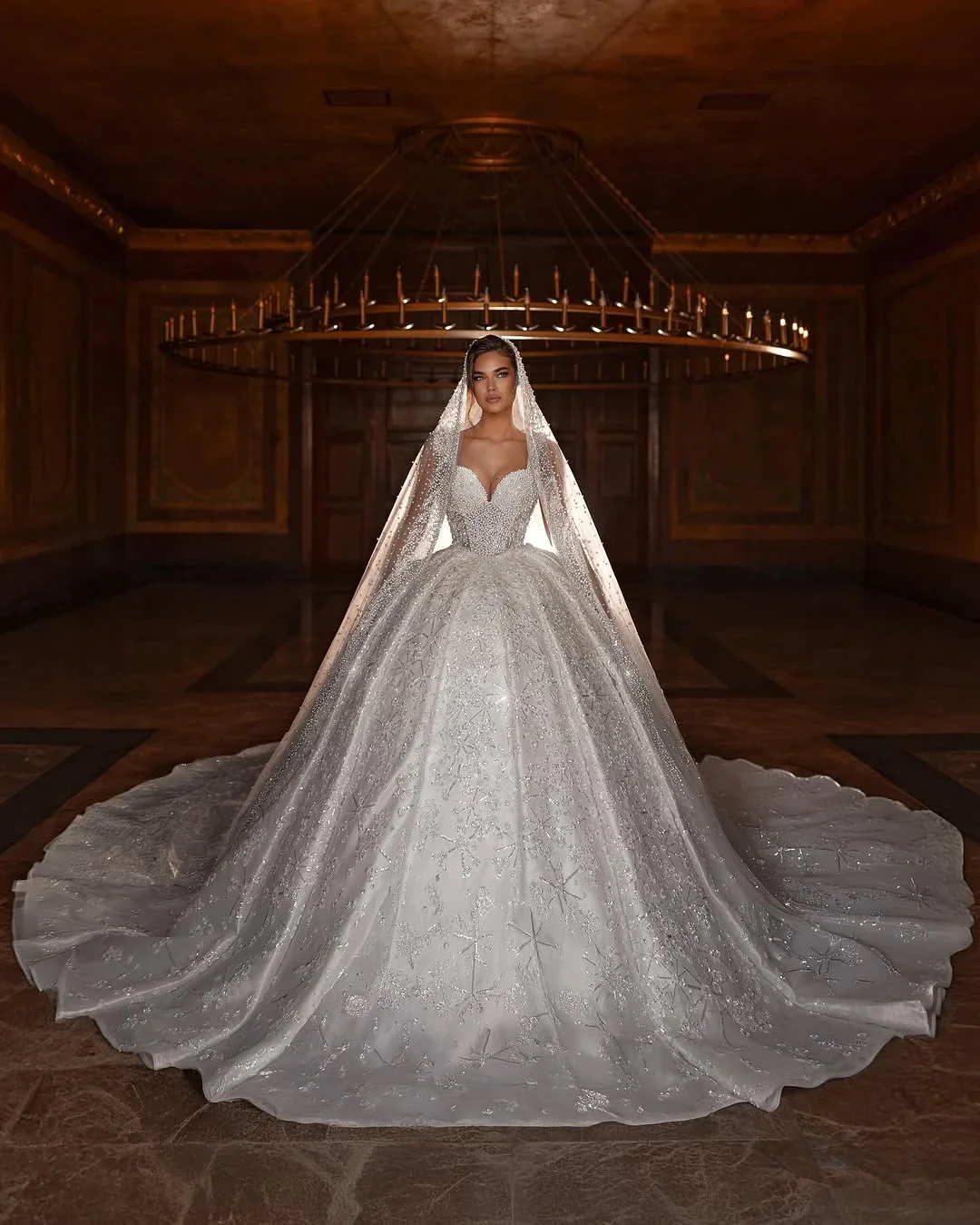 

Великолепные свадебные платья с жемчугом по индивидуальному заказу, свадебные бальные платья на бретельках, фата без рукавов с блестками и бисером, Vestidos De Novia