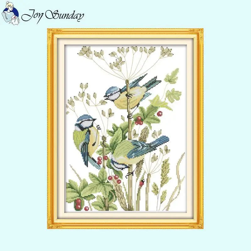 Birds and Flowers Pattern Series Cross Stitch 14ct 16ct 11ct Count Stamped Fabric Needlework Kit DIY Embroidery Home Decor Gifts