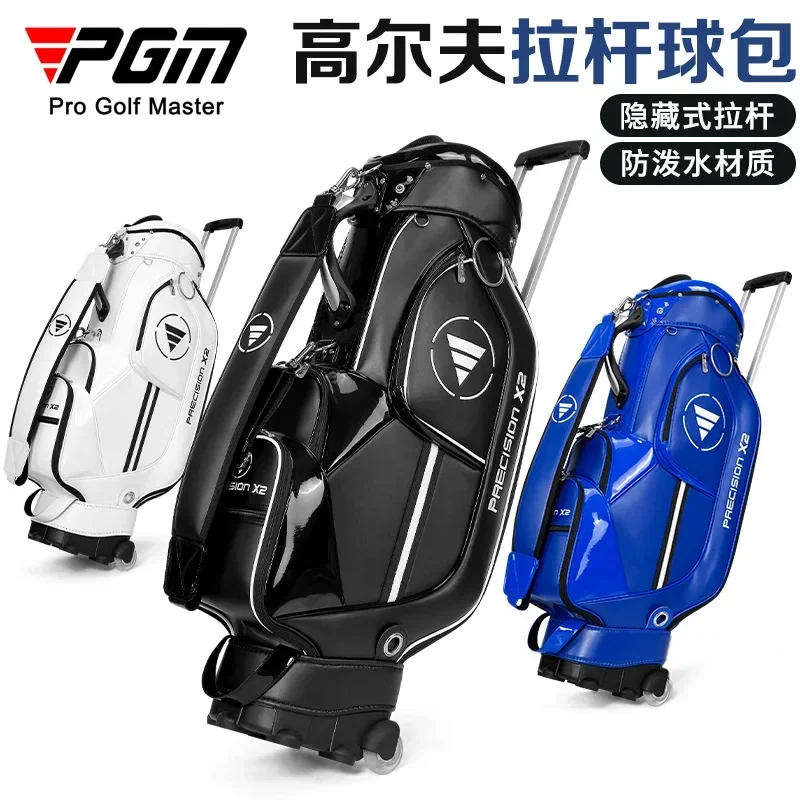 hot  hot PGM Golf Standard Ball Bag Professional Leather PU Waterproof Golf Cart Club Airbag High Capacity Package With Wheel