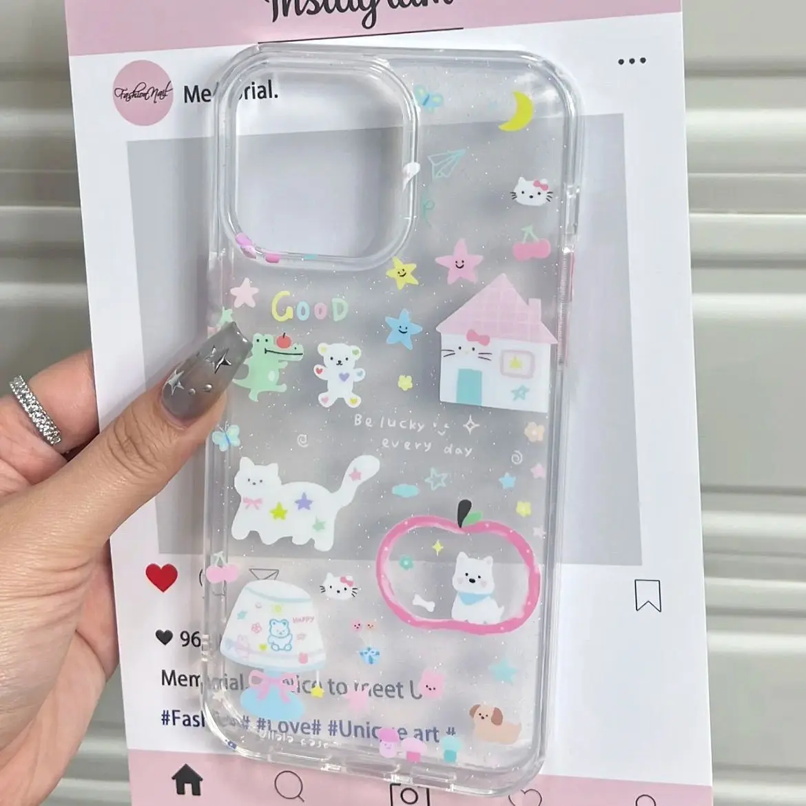 Sparkling Pink Romantic Pink Cabin Cat Phone Case For iPhone 17 AIR 16 15 14 13 12 11 PRO MAX 7 8 PLUS MINI Dustproof Cover view 2