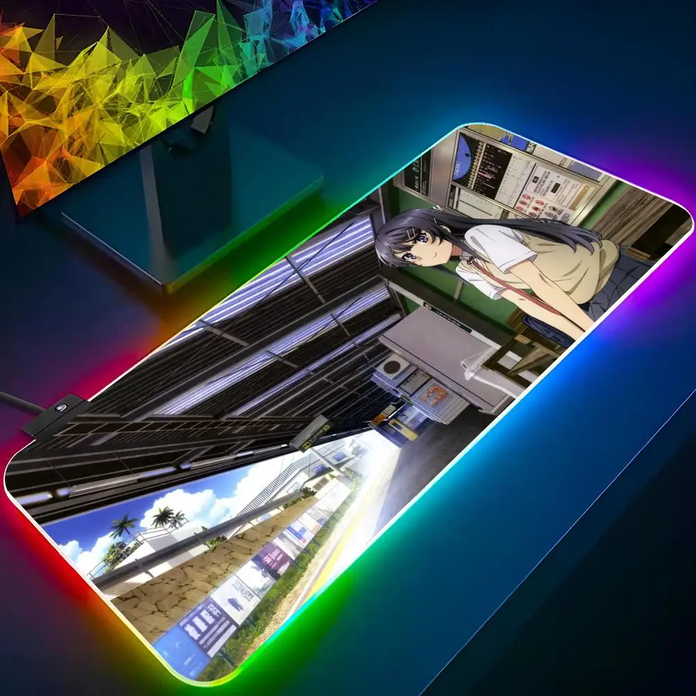 Bunny Girl Sakurajima Mai Mouse Pad Xxl Laptop Mat Gaming Rgb Mousepad Backlit Keyboard Gamer xxl Girl Table Pads Deskpad