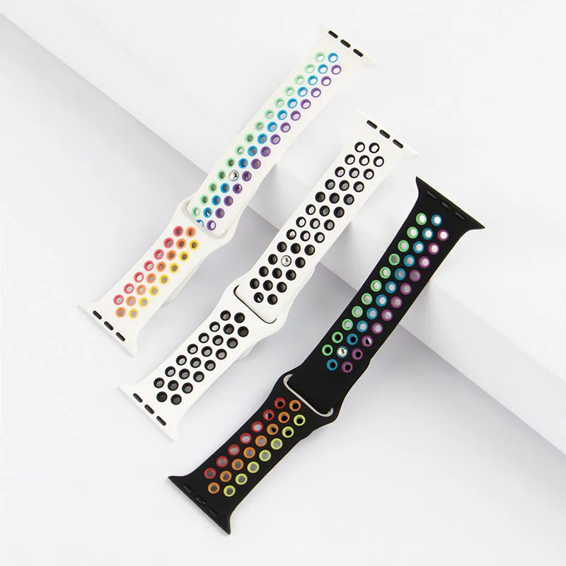 حزام سيليكون لساعة أبل SE-10 42/46 مللي متر موقع ويب رسمي 38/40/41/44/45 مللي متر سوار iWatch Series 9876543 Ultra 2 49 مللي متر