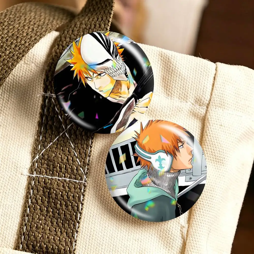 Anime B-Bleach Ichigo Kurosaki 25 32 44 58 75mm Badges Personalized Round Brooches Pins Accessory Gift