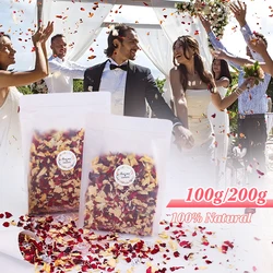 100/200G Wedding Confetti Dried Flowers Pop Bridal Shower DIY Decoration 100% Natural Biodegradable Rose Petal for Wedding Party