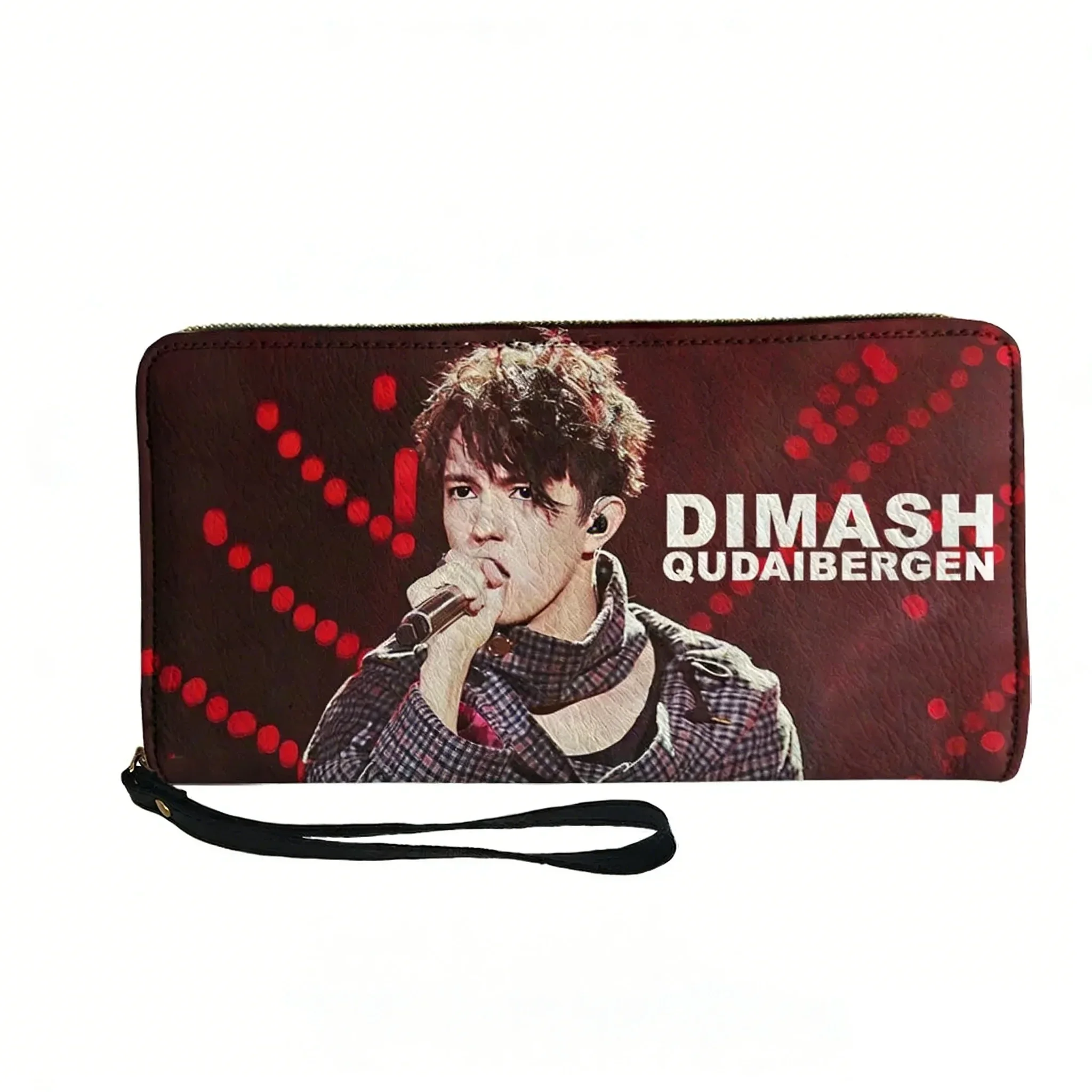 

Кошелек Dimash Qudaibergen на заказ, мужской, женский, для подростков, длинный кошелек на молнии, с двойным принтом, портативный кошелек, подарочная сумка