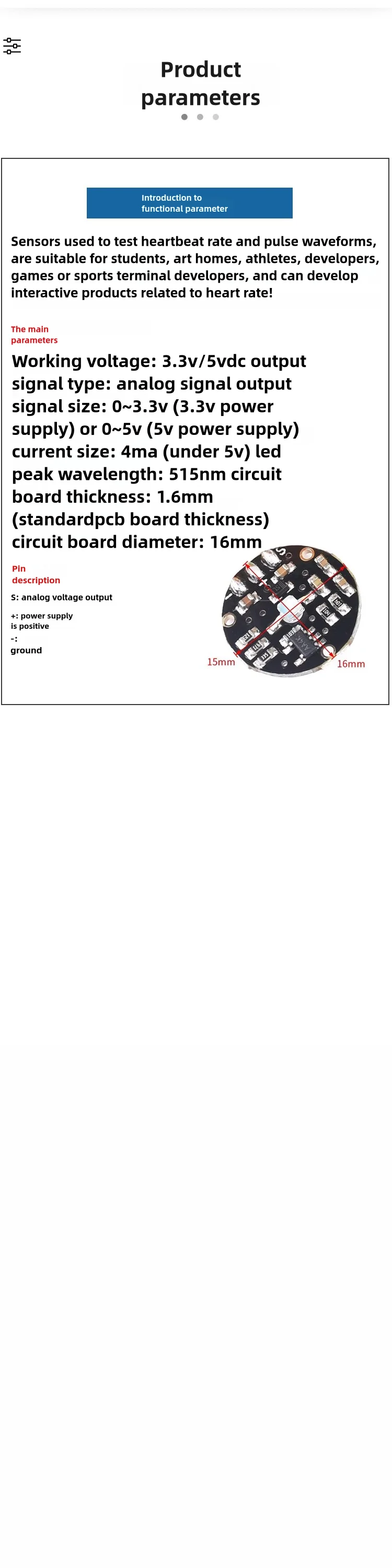 Pulssensor Herzfrequenzsensor für Arduino Open-Source-Hardware-Entwicklung Pulssensor – Detail 1
