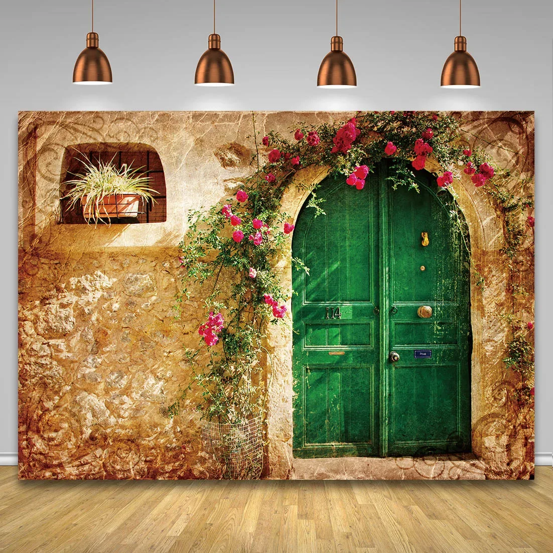 Tuscan Front Door Street Vinyl Photography Background Props Classical Wooden Door Photography Studio Shooting Background Props