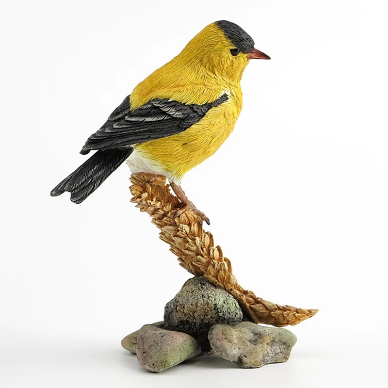 Goldfinch standing wheat ear ornaments realistic bird sculpture crafts Oriental Greenfinch desktop decoration