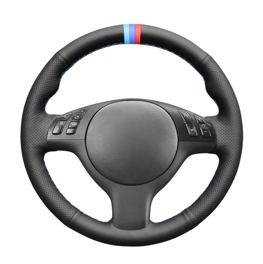 Alcantara Steering Wheel Cover Wrap Genuine Leather M Colours Thread Car Accessoires Specifically For BMW E46 E39 330i 330Ci M3
