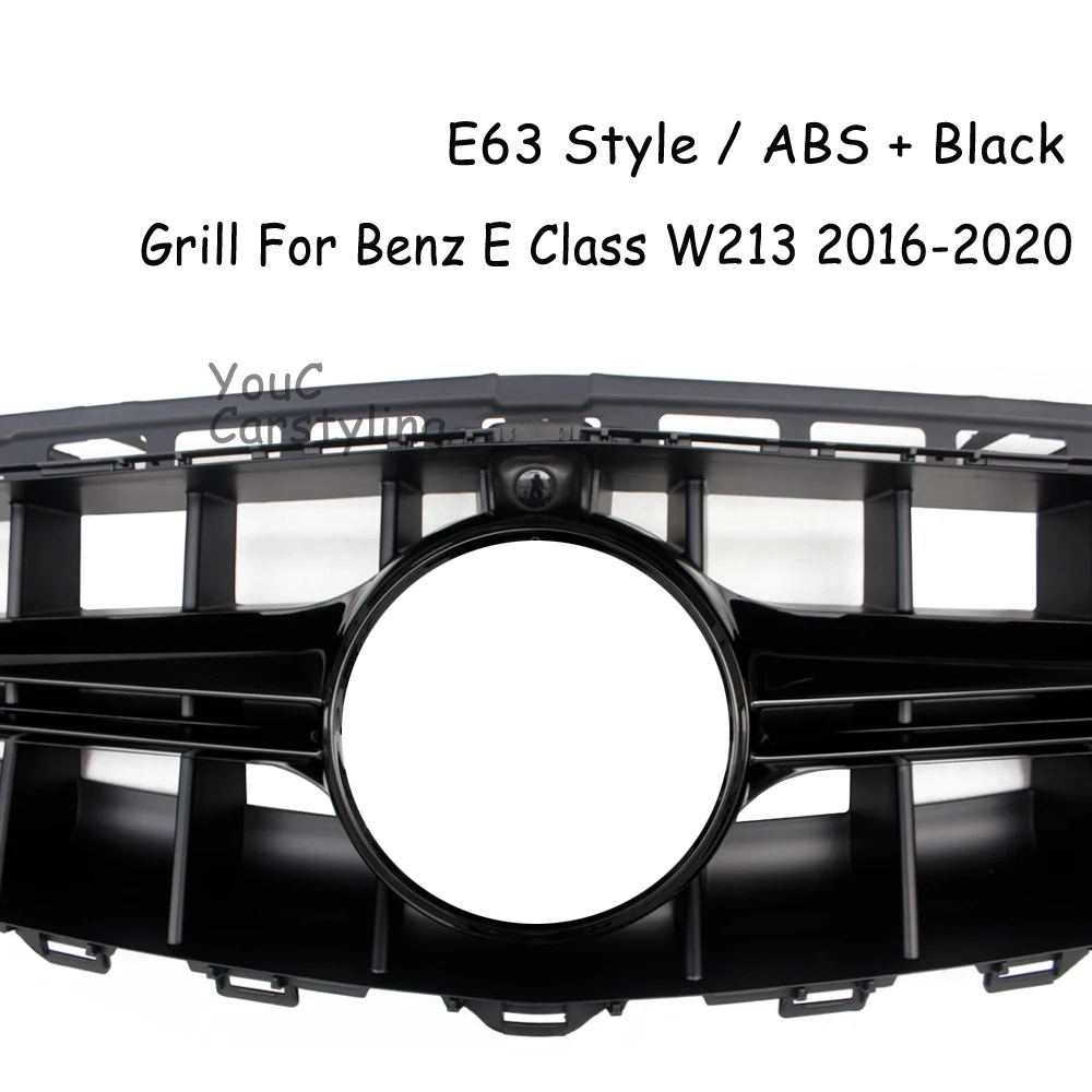 W213 E63 Style Front Grille Mesh For Mercedes E Class W238 E180 E200 E250 E300 E350 E400 2016-2020 Sedan Coupe (with camera)