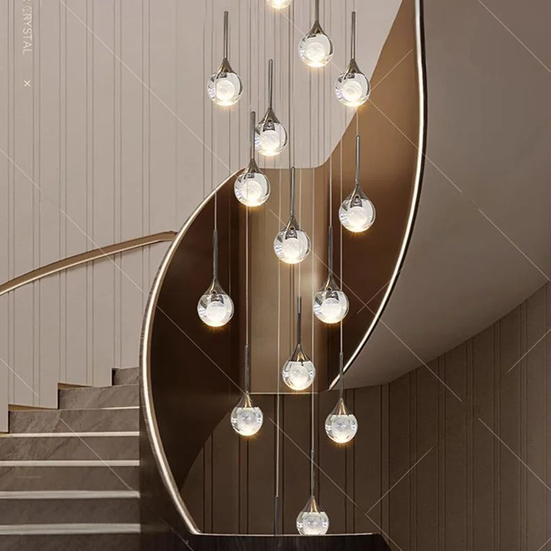

Современное украшение дома, хрустальная люстра, лестница, подвесной светильник, подвесные светильники для гостиной, внутреннее освещение