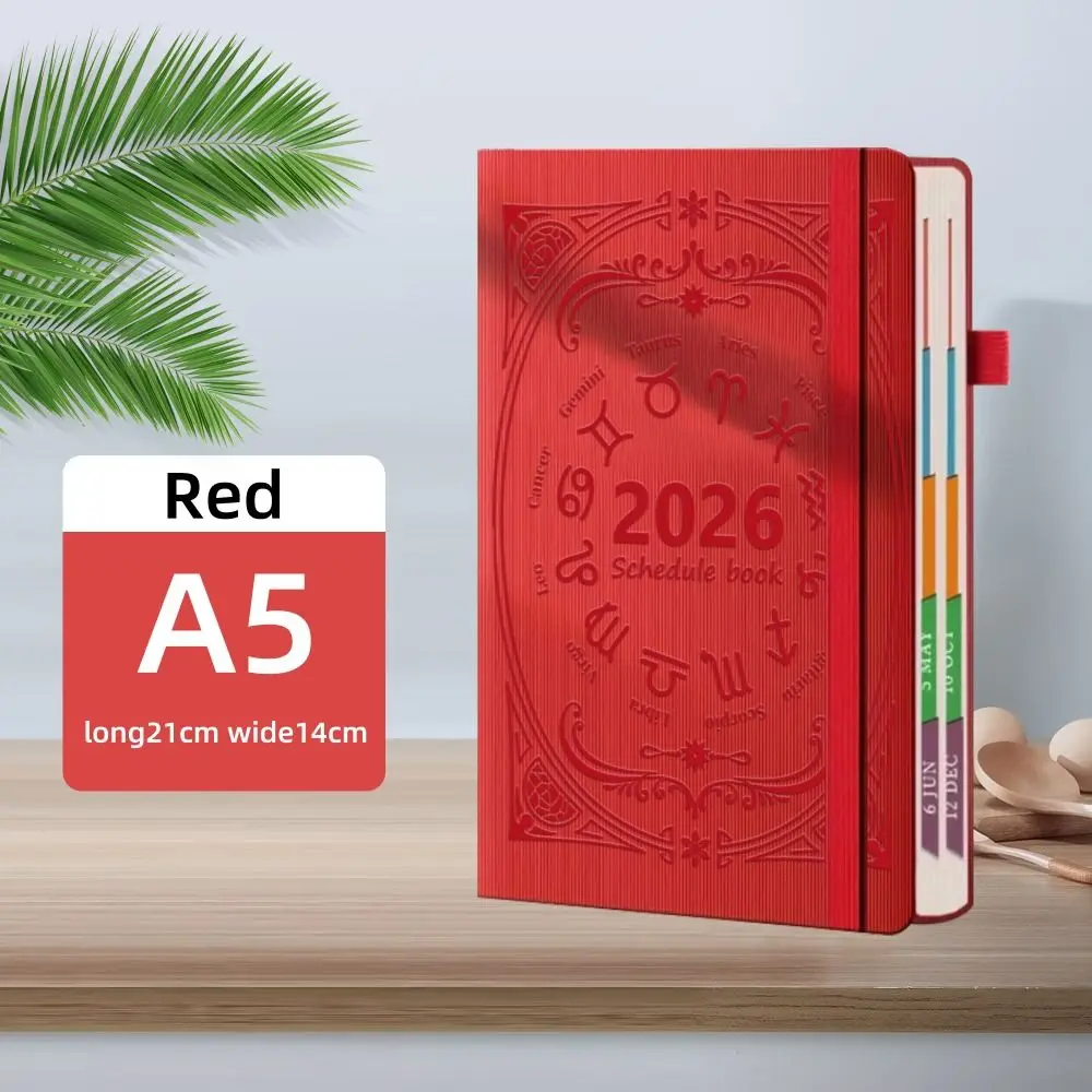 

English 2026 Schedule Planner Notepad 12 Months Wear-resistant To-do List Notebook Textured PU Portable Office Work Planner
