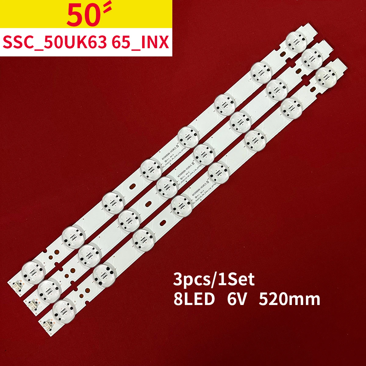 

LED Backlight strip 8leds for 50UK6520PSA 50UK6520 50UK6510PSF 50UK6510 50UK6500 50UK6470PLC HC500DQN-VCUR/L 50UK63/65_INX