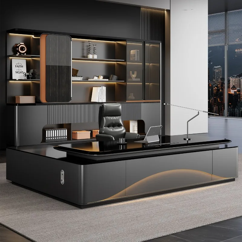 Escritorio de Oficina Moderno de Madera, Decoración para Computadora, Escritorio Ejecutivo de Lujo, Mueble de Oficina Estético Minimalista, Muebles de Salón