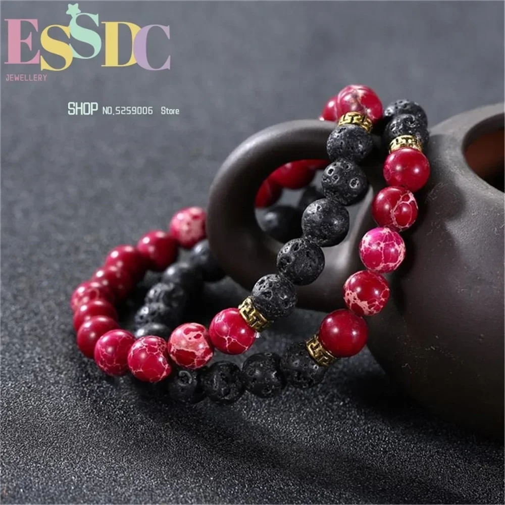 Hot Selling Black Volcanic Suit Bracelet Yoga Natural Stone Beads Lovers Simple Temperament Men And Women Hand String Gifts