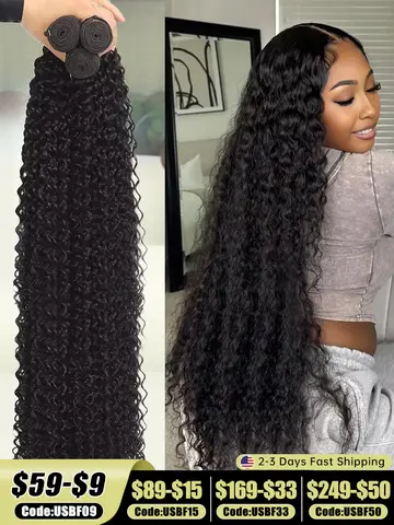 30 34 Inch Deep Wave Human Hair Bundles Curly Hair Burmese Weaving Raw Unprocessed Tissage Double Weft Virgin Hair Extensions
