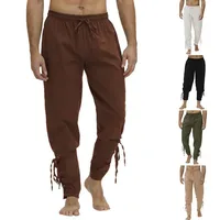 Medieval Pants Costume Men Pirate Trousers Lace Up Renaissance Pants Pirate Gothic Cosplay Pant Brown Black Plus Size Halloween