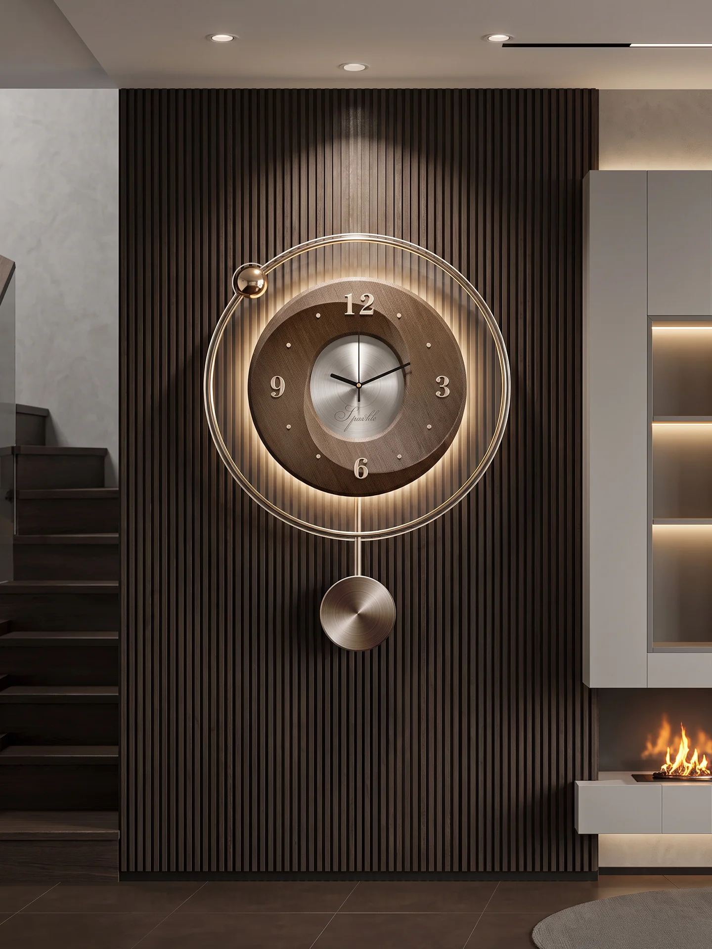 Light luxury high-end wall clock for living room, creative wall-mounted, stylish and elegant silent home clock for TV background